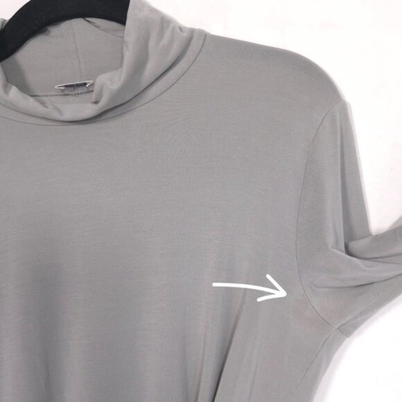 Aritzia Wilfred Women's Bodysuit LARGE Gray Long Sleeve Turtleneck Tencel Stretc - Picture 5 of 8